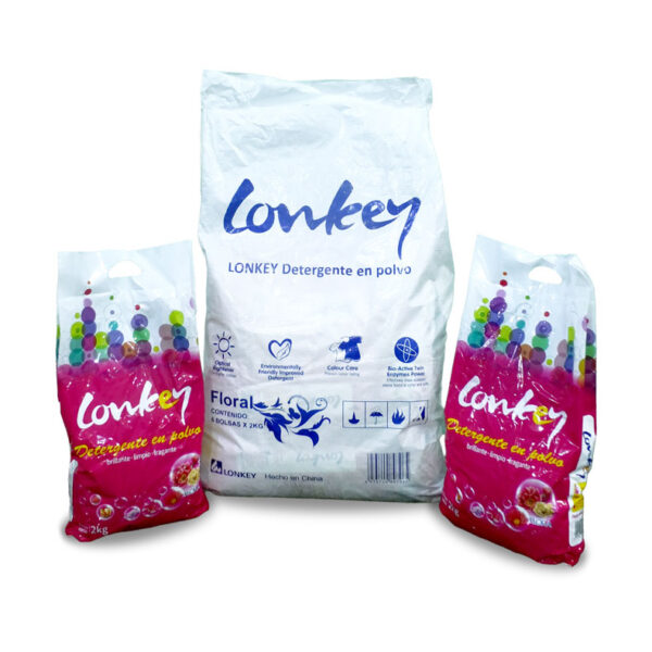 detergente en polvo aroma floral Lonkey biodegradable