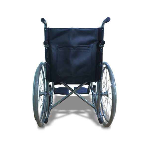Silla de ruedas plegable ligera y resistente con asiento acolchado color negro